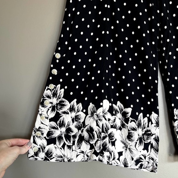 Anthropologie Chesapeake Wide-Legs Black White Polka Dot Floral Pants Size‎ 4 - Picture 8 of 16